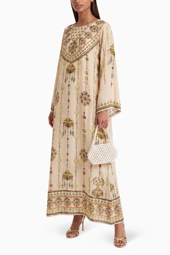 Printed Kaftan in Crepe Silk