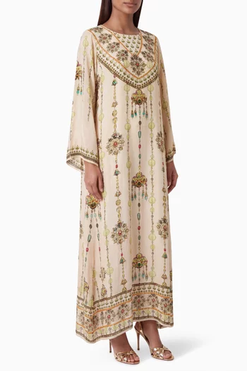 Printed Kaftan in Crepe Silk