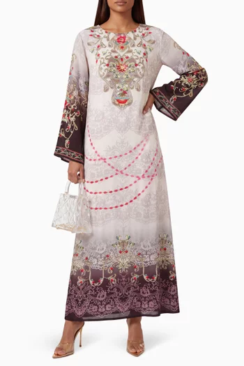 Printed Kaftan in Crepe Silk