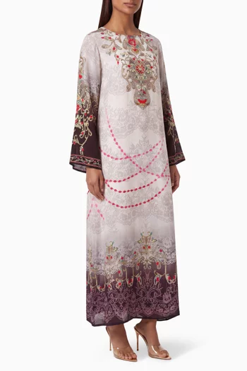 Printed Kaftan in Crepe Silk