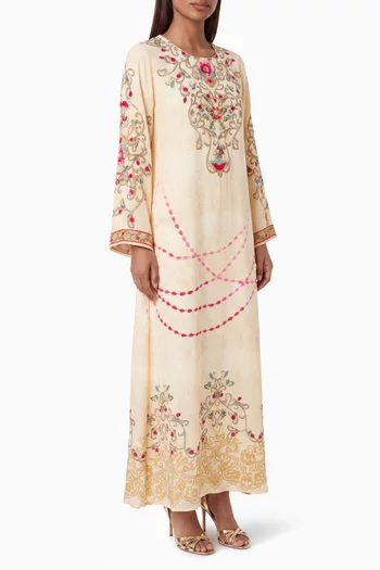 Printed Kaftan in Crepe Silk