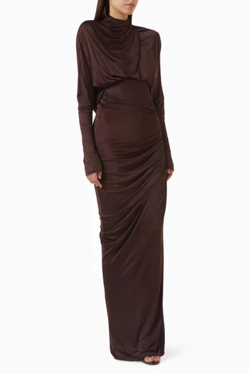 Open-back Draped Maxi Dress in Jersey