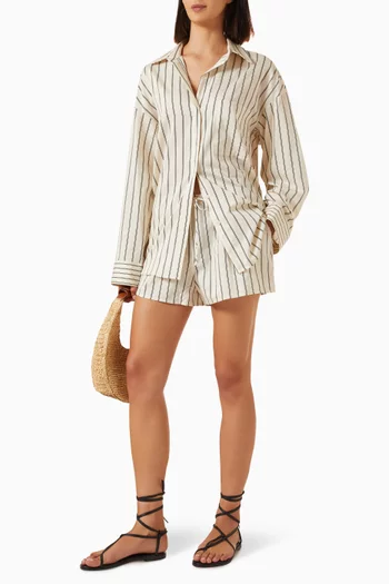 Fable Striped Oversized Shirt in Silk-blend