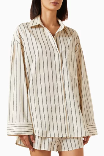 Fable Striped Oversized Shirt in Silk-blend