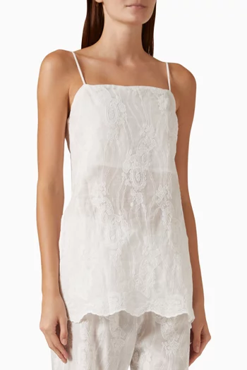 Cordelia Embroidered Cami Top in Ramie