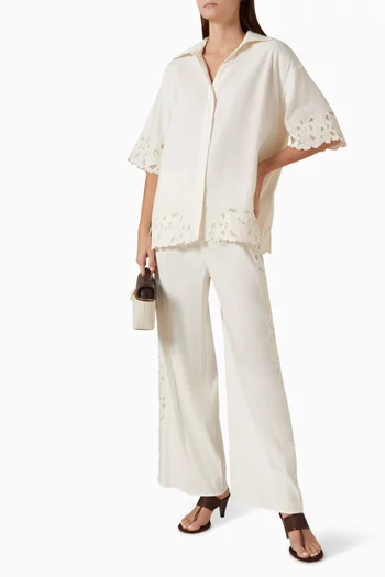 Zaria Cutwork Shirt in Linen-blend