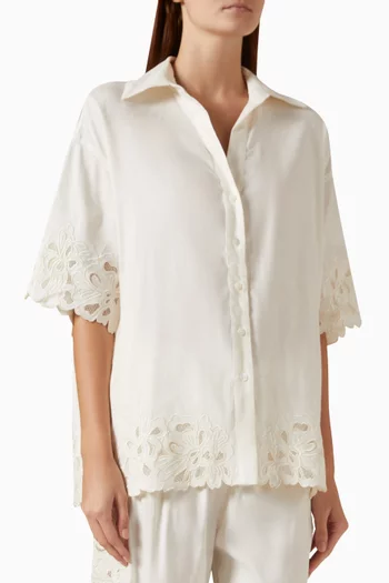 Zaria Cutwork Shirt in Linen-blend