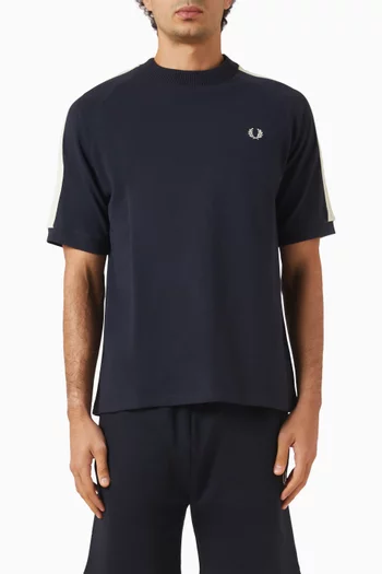 Cable Taped T-shirt in Cotton-piqué