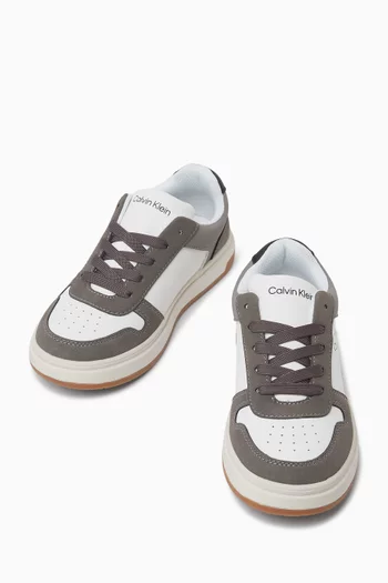 Logo Sneakers in Suede & Leather