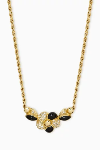 قلادة مرصعة بكريستال سواروفسكي معدن مطلي بلون ذهبي من الثمانينيات