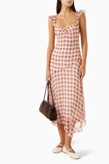 Zea Check Midi Dress in Georgette