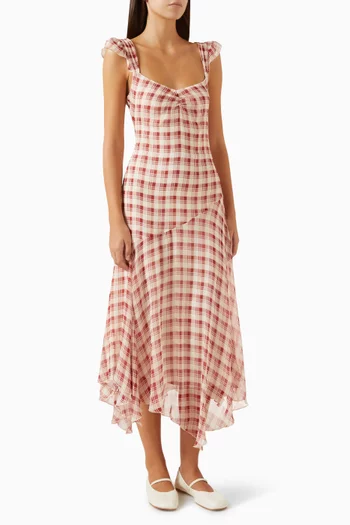 Zea Check Midi Dress in Georgette