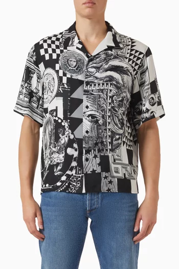 Medusa-collage Shirt in Silk Twill