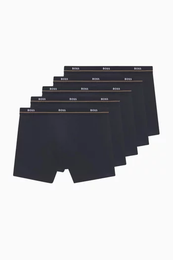 Logo Boxer Briefs in Cotton Blend, Set of 5
