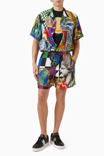 Medusa-collage Shirt in Silk Twill