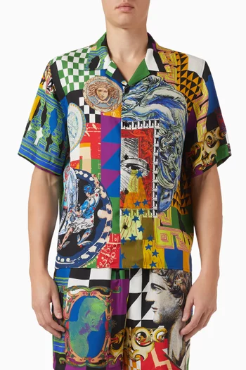 Medusa-collage Shirt in Silk Twill