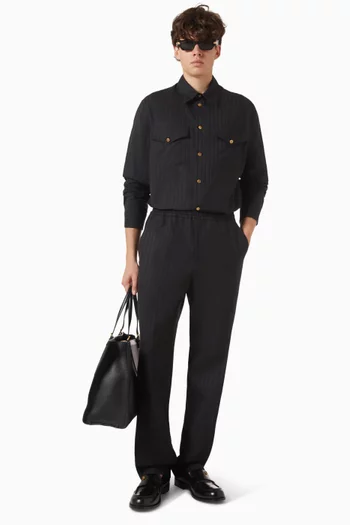 Tailored Jacquard Pants in Wool