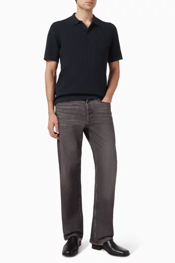 Harvey Rib-knit Polo Shirt in Cotton-blend