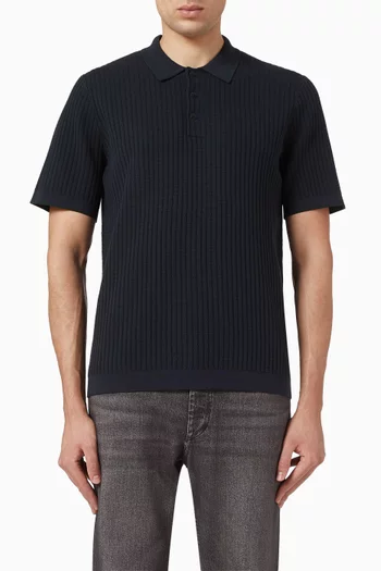 Harvey Rib-knit Polo Shirt in Cotton-blend