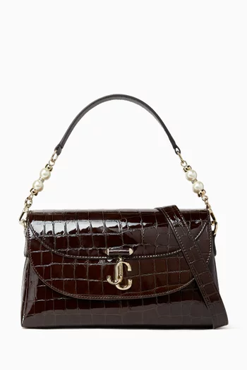 Curve Top-handle Bag in Croc-embossed Leather