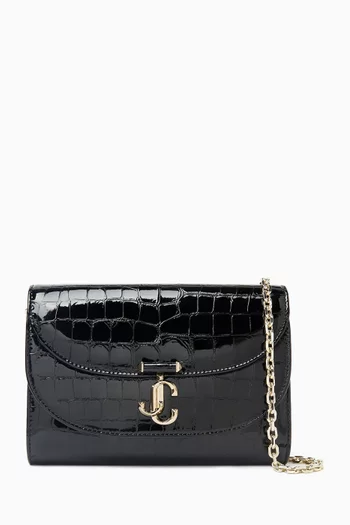 Curve Clutch Bag in Croc-embossed Leather