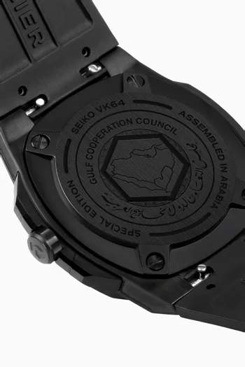 ORIGENNUNCIER x GCC40.5mm Stainless Steel PVD Black Case, Chronograph Movt Seiko VK64, Sapphire Crystal Anti-Scratch Glass, Nanotech Dirt Resist Rubber Strap, WR 50M, Sandblast Texture Dial with GCC logo, Index Marker:BLACK:One Size|220045878