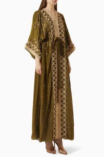 Embroidered Kaftan in Crepe