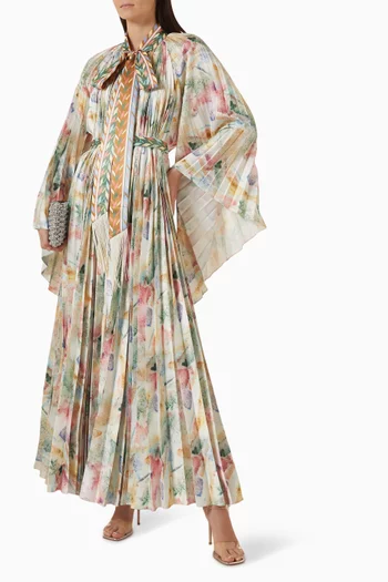 Bow-tie Pleated Dress in Satin