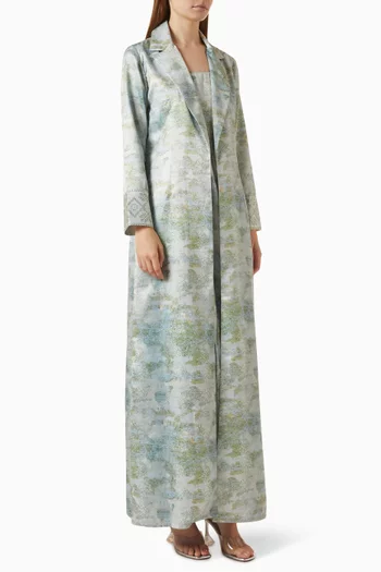 Printed Abaya Set in Satin