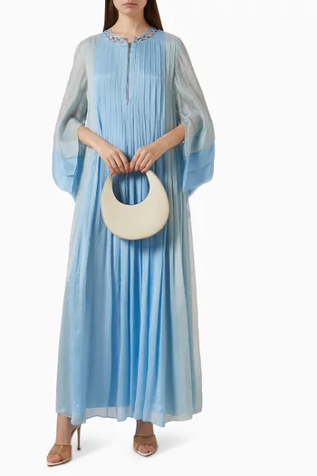 Pleated Zip Dress in Chiffon