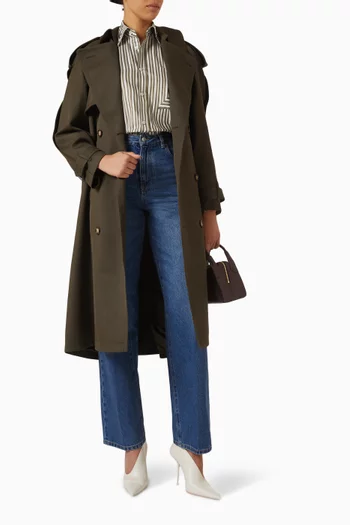 Belted Trench Coat in Virgin Wool