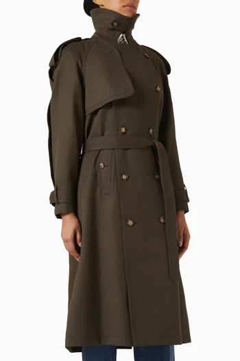 Belted Trench Coat in Virgin Wool