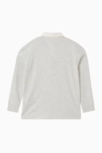 تي شيرت بولو رجبي بشعار الماركة بتصميم جامعي قطن
