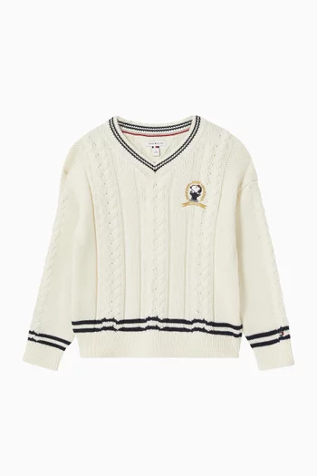 x Peanuts® Crest-embroidered Sweater