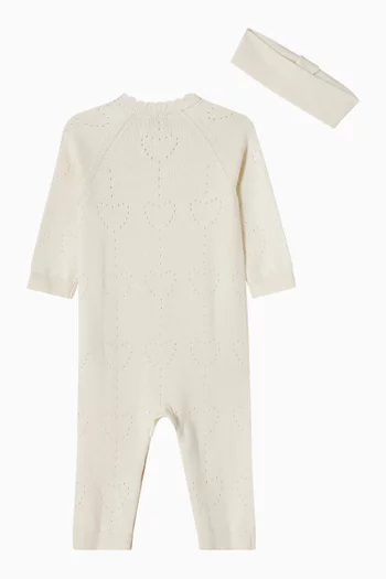 Pointelle Heart Knit Romper