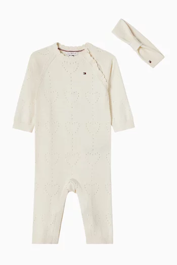 Pointelle Heart Knit Romper