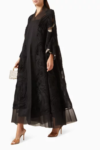 Sequin-embellished Abaya in Organza