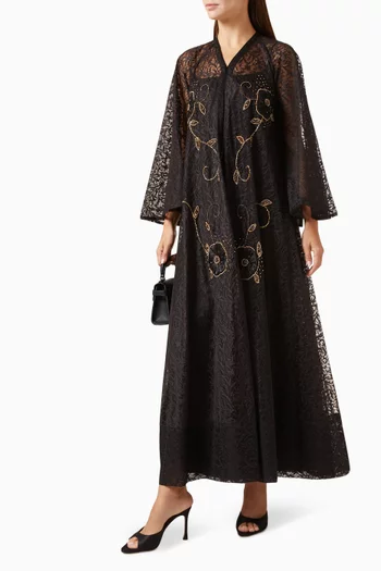 Embellished Abaya in French Dantelle
