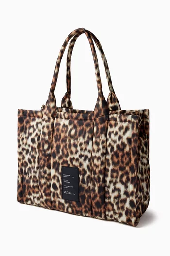 The Large Leopard-print Pocket Tote Bag in Puffy Nylon