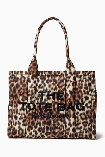 The Large Leopard-print Pocket Tote Bag in Puffy Nylon