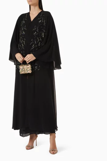 Sequin-embellished Abaya in Double Chiffon