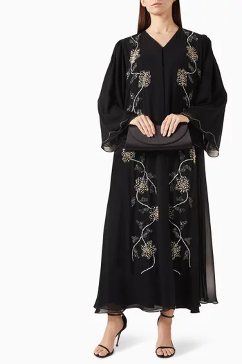 Sequin-embellished Abaya in Double Chiffon