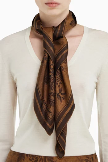 Floral-print Square Scarf in Silk