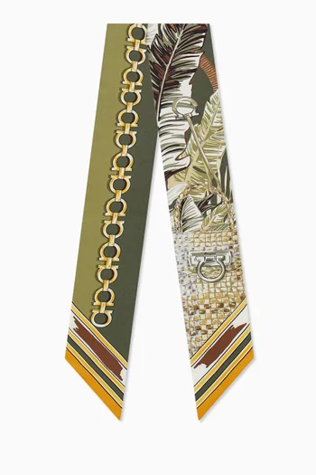 Feline-print Mini Bandeau in Silk-twill
