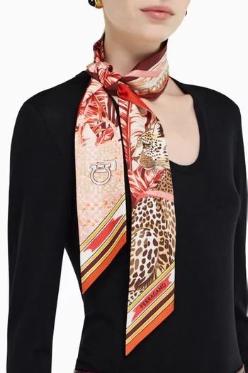 Feline-print Mini Bandeau in Silk-twill