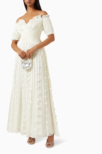 3D Petal Off-shoulder Pleated Dress