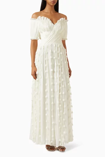 3D Petal Off-shoulder Pleated Dress