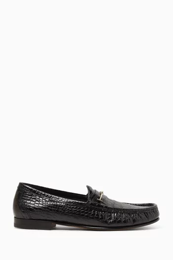 Oscar Loafers in Croc-effect Leather