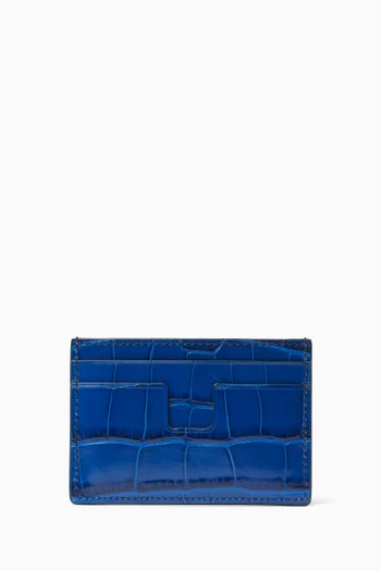 Card Holder in Croc-effect Leather