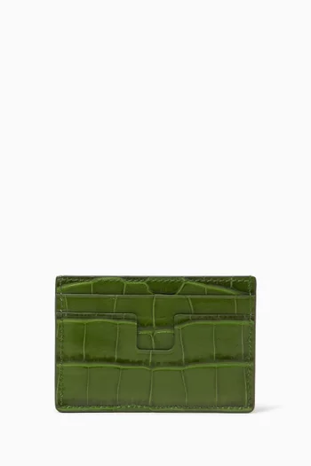 Card Holder in Croc-effect Leather